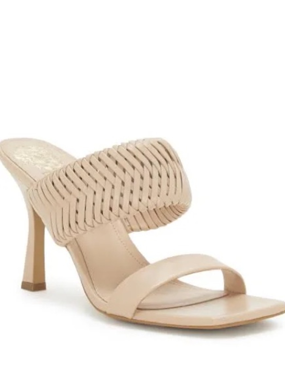 Vince Camuto Emoelee Nude Woven Strap High Heel Mule Sandal